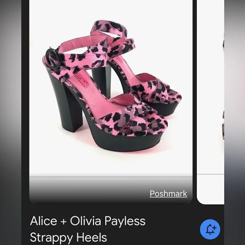 Vtg Y2K Alicia + Olivia for payless, ankle strap, chunky 5” heel w/ 2” platform.